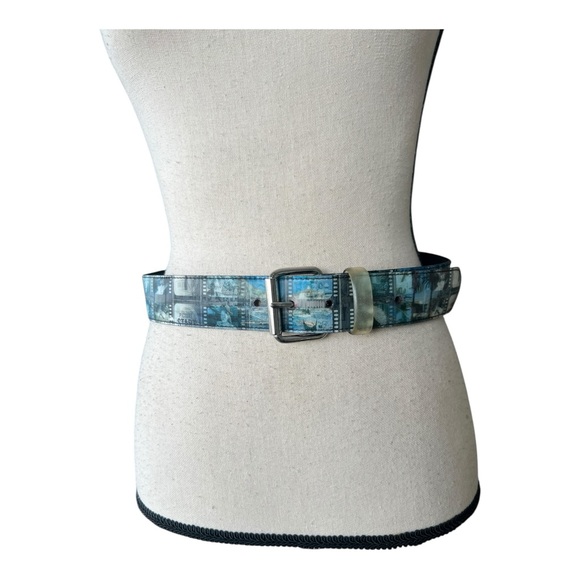 Vintage Accessories - Vintage Blue Patterned Belt Size S